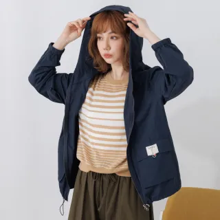 【betty’s 貝蒂思】下擺抽繩撞色拼接立領連帽外套(黑色) 歷史價格詳細信息