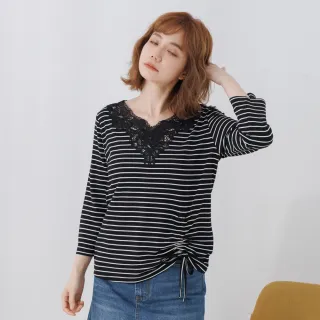 【betty’s 貝蒂思】蕾絲拼接大翻領透膚格子襯衫(黑色) 歷史價格詳細信息