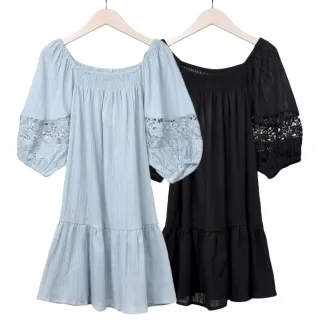 【betty’s 貝蒂思】鏤空蕾絲半開襟立領澎袖T-shirt(黑色) 歷史價格詳細信息