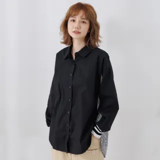 【betty’s 貝蒂思】條紋拼接落肩長袖上衣(淺灰色) 歷史價格詳細信息