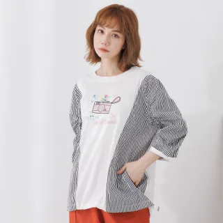 【betty’s 貝蒂思】條紋拼接下擺抽繩七分袖T-shirt(深藍色) 歷史價格詳細信息