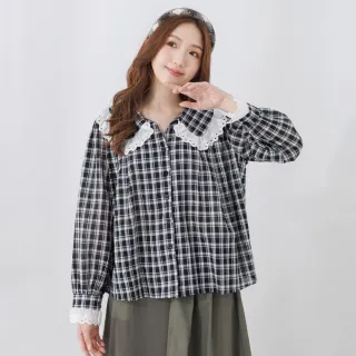 【betty’s 貝蒂思】蕾絲拼接大翻領透膚格子襯衫(黑色) 價格比較,價格查詢,歷史價格詳細信息