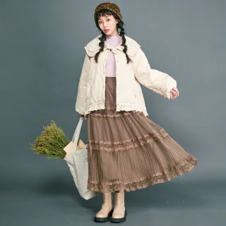 【betty’s 貝蒂思】蕾絲紗袖條紋鋸齒針織上衣(共二色) 歷史價格詳細信息