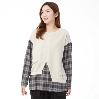 【betty’s 貝蒂思】假兩件不對稱開衩格子上衣(黑色) 歷史價格詳細信息