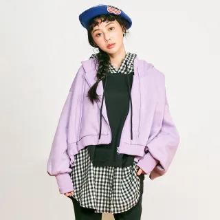 【betty’s 貝蒂思】格紋圓邊領抽繩七分袖上衣(紫色) 歷史價格詳細信息