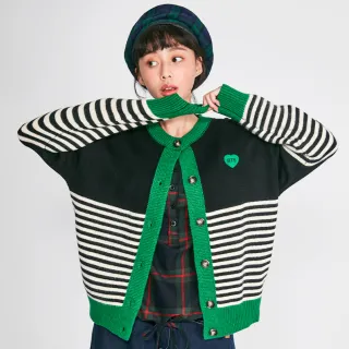 【betty’s 貝蒂思】愛心刺繡撞色條紋開襟毛衣(卡其) 歷史價格詳細信息