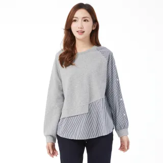 【betty’s 貝蒂思】條紋拼接落肩長袖上衣(淺灰色) 價格比較,價格查詢,歷史價格詳細信息