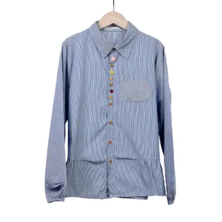 betty’s貝蒂思　拼接細直條紋寬版襯衫(深藍) 歷史價格詳細信息