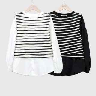 【betty’s 貝蒂思】假兩件條紋翻領雪紡上衣(紅色) 歷史價格詳細信息