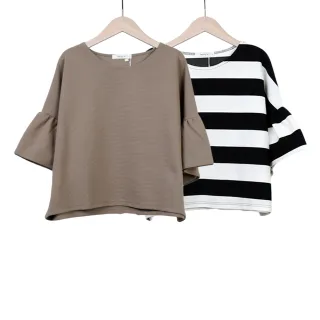 【betty’s 貝蒂思】寬版撞色條紋口袋圓領T-shirt(共二色) 歷史價格詳細信息