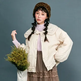 【betty’s 貝蒂思】雙層刺繡荷葉邊翻領雪紡條紋上衣(共二色) 歷史價格詳細信息