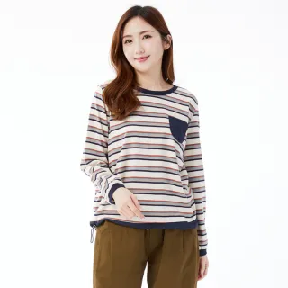 【betty’s 貝蒂思】彩色條紋下擺拼接抽繩長袖T-shirt(綠色) 歷史價格詳細信息