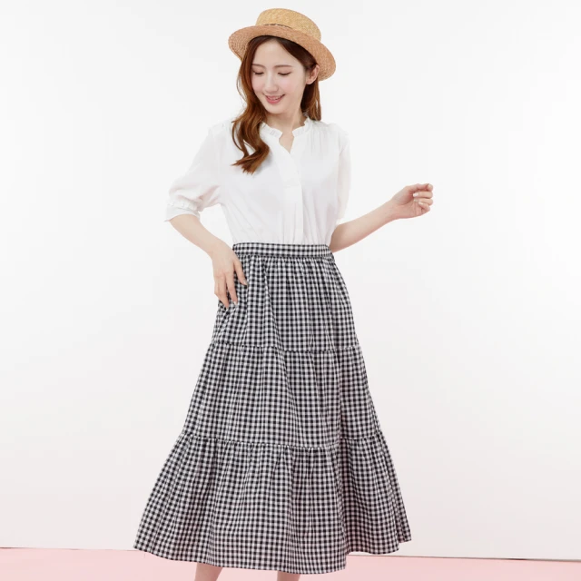 【betty’s 貝蒂思】鏤空蕾絲半開襟立領澎袖T-shirt(黑色) 歷史價格詳細信息