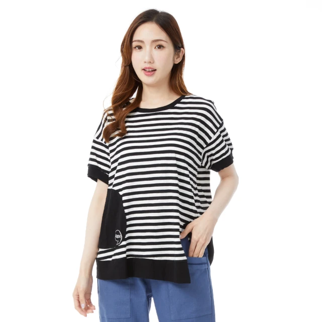 【betty’s 貝蒂思】經典條紋側開衩口袋T-shirt(黑色) 價格比較,價格查詢,歷史價格詳細信息