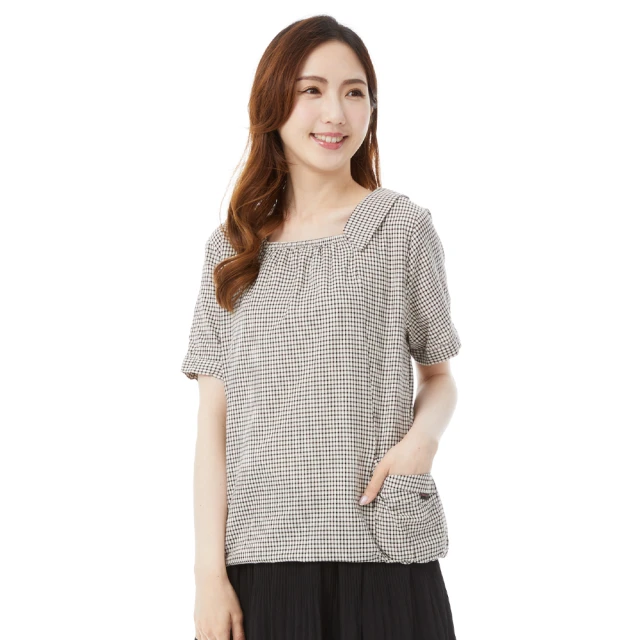 【betty’s 貝蒂思】復古格紋兔兔口袋上衣(紅色) 歷史價格詳細信息