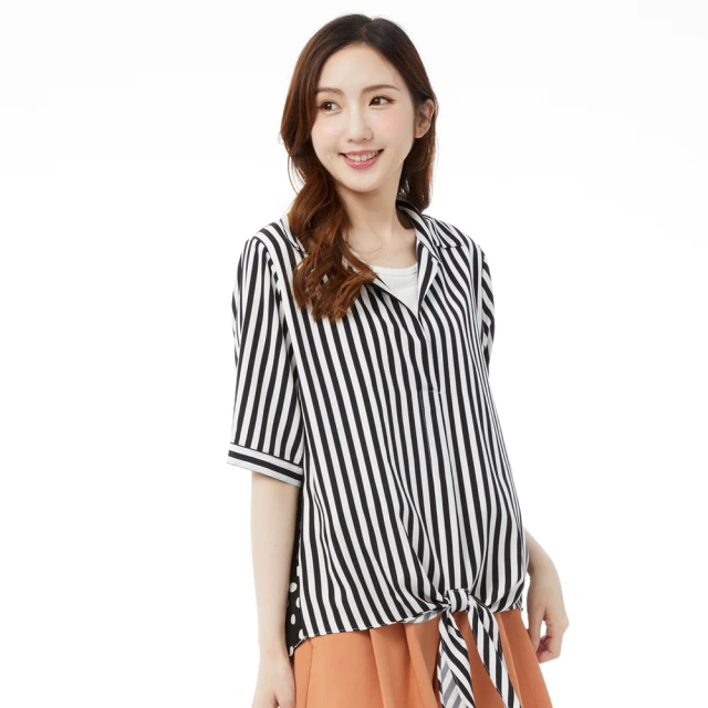 【betty’s 貝蒂思】假兩件條紋翻領雪紡上衣(紅色) 歷史價格詳細信息