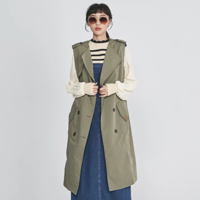 【betty’s 貝蒂思】雙排釦西裝領腰帶風衣(卡其色) 歷史價格詳細信息