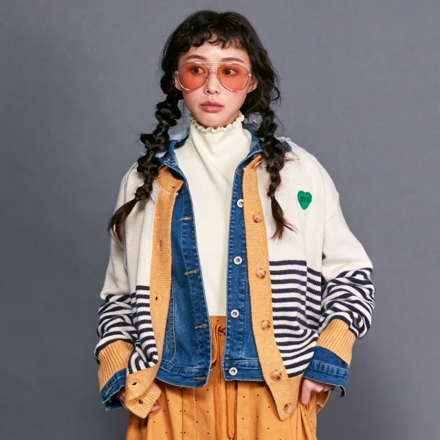 【betty’s 貝蒂思】愛心刺繡撞色條紋開襟毛衣(卡其) 價格比較,價格查詢,歷史價格詳細信息