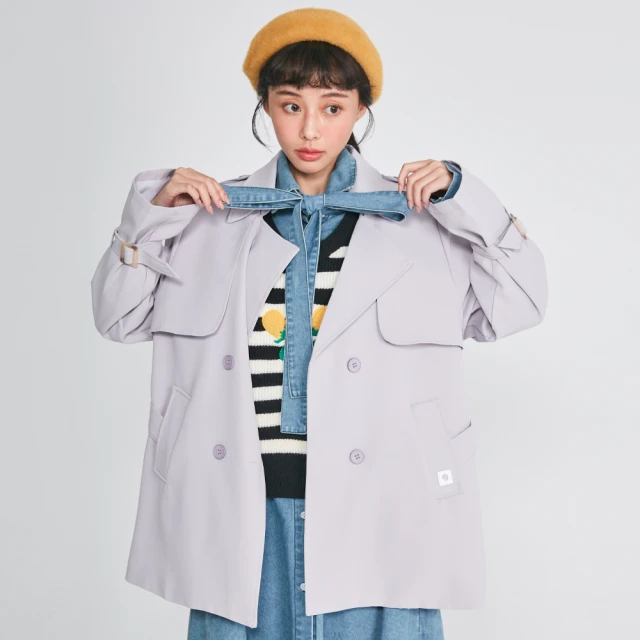 【betty’s 貝蒂思】雙排釦西裝領腰帶風衣(卡其色) 歷史價格詳細信息