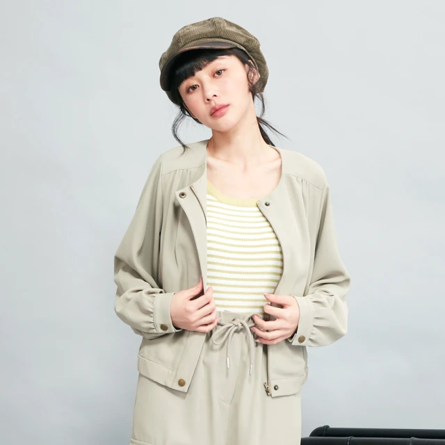 【betty’s 貝蒂思】率性大翻領下擺鬆緊薄外套(共二色) 歷史價格詳細信息