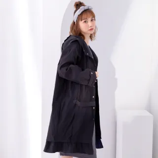 【betty’s 貝蒂思】荷葉邊寬版連帽風衣(黑色) 價格比較,價格查詢,歷史價格詳細信息