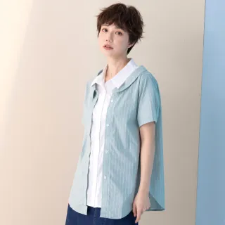 【betty’s 貝蒂思】假兩件條紋翻領雪紡上衣(紅色) 歷史價格詳細信息