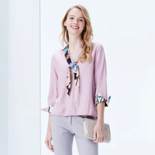 【MYVEGA 麥雪爾】領口珍珠壓摺雪紡七分袖上衣-桃紅 歷史價格詳細信息