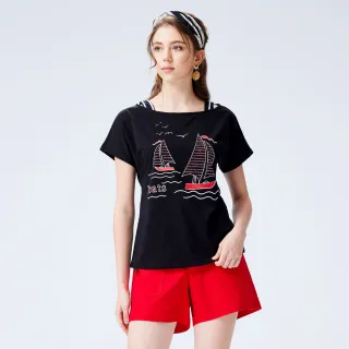 【MYVEGA 麥雪爾】高含棉海軍風鬆緊後腰頭七分寬褲-白 歷史價格詳細信息