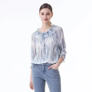 【MYVEGA 麥雪爾】領口珍珠壓摺雪紡七分袖上衣-桃紅 歷史價格詳細信息