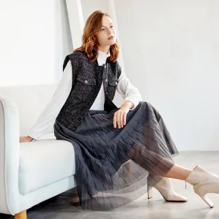 【MYVEGA 麥雪爾】MA小香風異材質拼接雪紡袖上衣-三款任選(小香風/雪紡上衣/長袖上衣) 歷史價格詳細信息