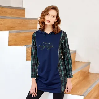 【MYVEGA 麥雪爾】格紋下擺側開岔拼接蕾絲短洋裝-黑 歷史價格詳細信息