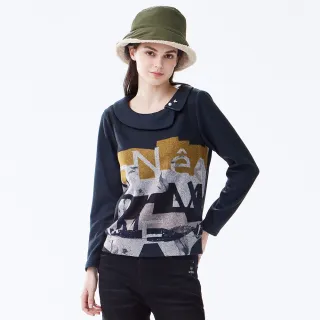 【MYVEGA 麥雪爾】印花翻領異材質拼接雪紡上衣-柑 歷史價格詳細信息