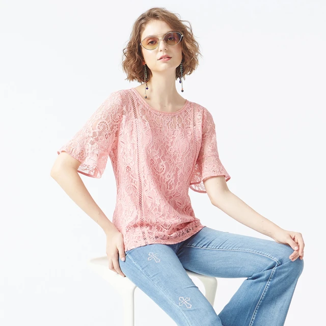 【MYVEGA 麥雪爾】滿版蕾絲下擺綁繩上衣-黑 歷史價格詳細信息