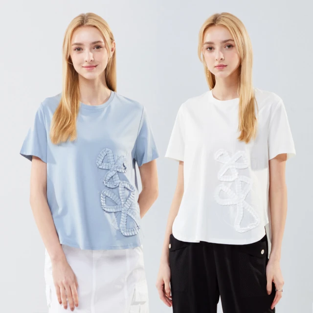 【MYVEGA 麥雪爾】棉質純色燒花泡泡袖上衣-白/深藍 歷史價格詳細信息