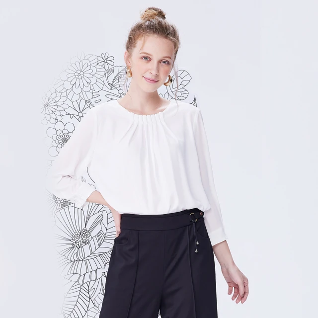 【MYVEGA 麥雪爾】壓摺雙層領片七分袖雪紡上衣-黑 歷史價格詳細信息