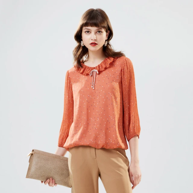 【MYVEGA 麥雪爾】壓摺雙層領片七分袖雪紡上衣-黑 歷史價格詳細信息