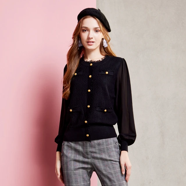 【MYVEGA 麥雪爾】MA小香風異材質拼接雪紡袖上衣-三款任選(小香風/雪紡上衣/長袖上衣) 歷史價格詳細信息