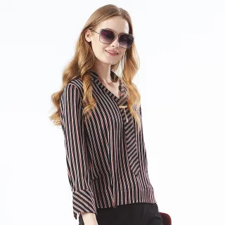 【MYVEGA 麥雪爾】條紋交錯下擺綁結上衣-粉 歷史價格詳細信息