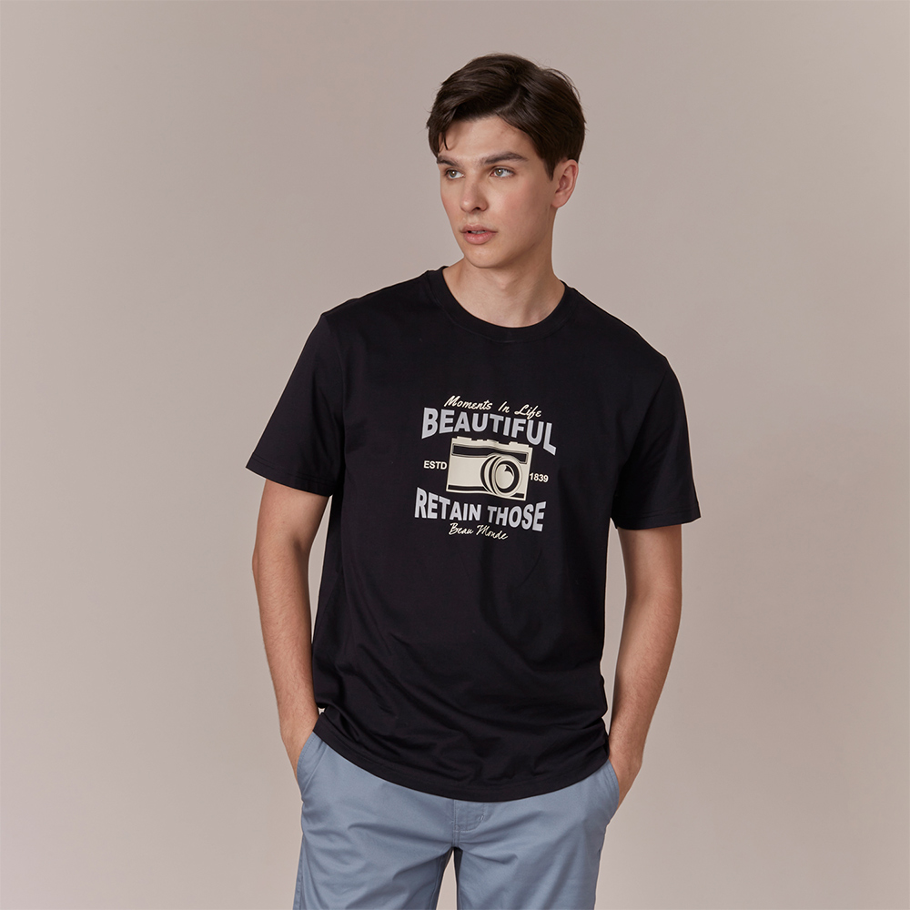 【GIORDANO 佐丹奴】男裝復古印花長袖上衣(05 深藍) 歷史價格詳細信息