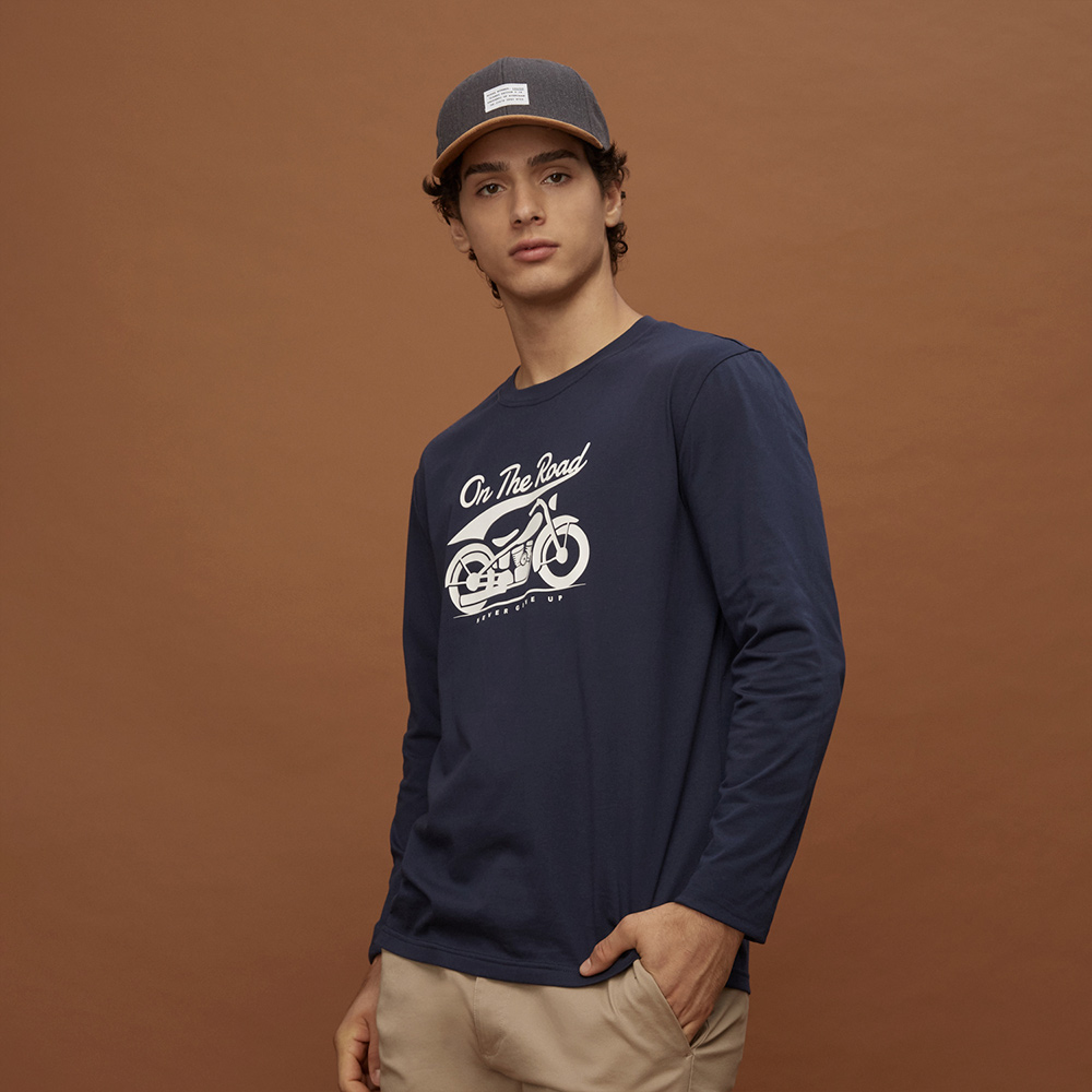 GIORDANO 男裝印花長袖上衣 NEVER GIVE UP-多色任選 歷史價格詳細信息