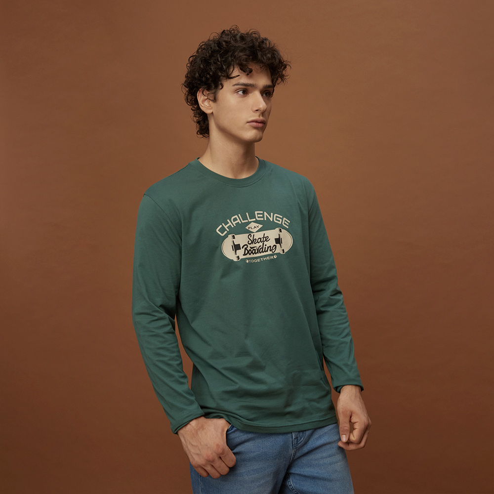 GIORDANO 男裝印花長袖上衣 NEVER GIVE UP-多色任選 歷史價格詳細信息