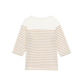 GIORDANO 女裝條紋七分袖上衣 - 標誌黑X皎白 歷史價格詳細信息