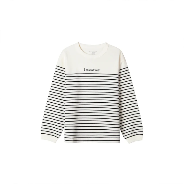 GIORDANO 女裝條紋七分袖上衣 - 標誌黑X皎白 歷史價格詳細信息