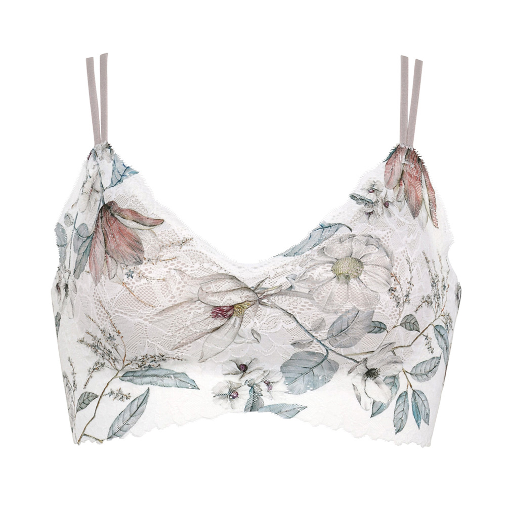 華歌爾-GOCOCI  M-L無鋼圈內衣(印花白) 蕾絲款-套穿式無痕親膚-NB9695IV 歷史價格詳細信息