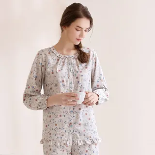 【Wacoal 華歌爾】睡衣-仕女系列 M-L純棉針織印花短袖半開襟七分褲裝 LWZ87721GR(嫩芽綠) 歷史價格詳細信息