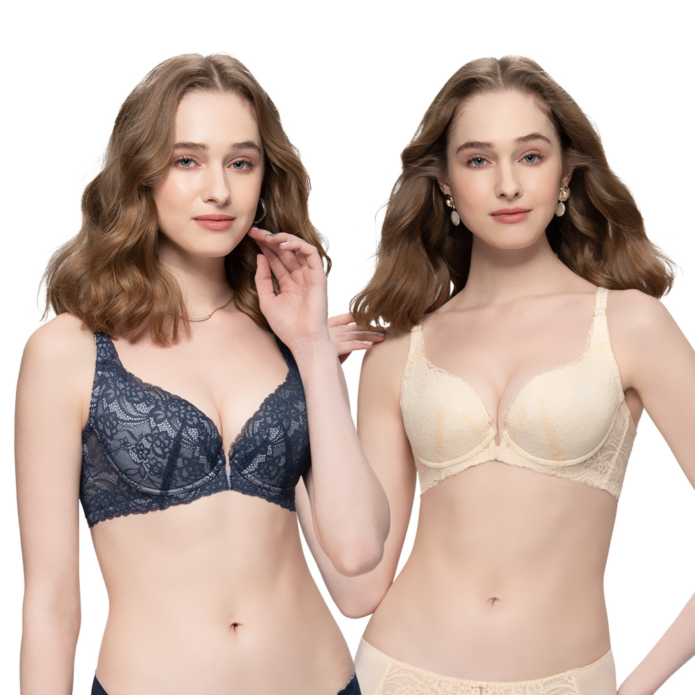 【思薇爾】Cozy beauty系列B-D罩軟鋼圈前扣式蕾絲包覆內衣(沉靜藍) 歷史價格詳細信息