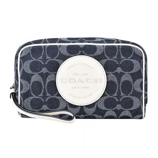 【COACH】COACH白字LOGO緹花牛仔布拉鍊手提化妝包(丹寧藍x白) 價格比較,價格查詢,歷史價格詳細信息