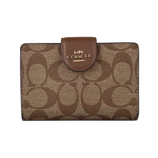 【COACH】COACH  Corner銀字LOGO緹花PVC 7卡釦式零錢中夾(炭黑x黑) 歷史價格詳細信息