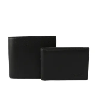 【COACH】素面7卡相片夾荔枝紋皮壓印LOGO男短夾-潮流黑 歷史價格詳細信息