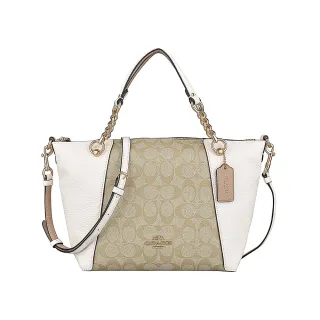 COACH Kacey 帆布拼皮革口袋手提/斜背二用包(巧克力色/黑色) C6230 IMAA8 歷史價格詳細信息